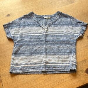 Artisan NY Blue and White Striped Linen and Cotton Top